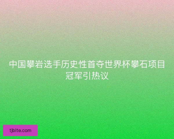 中国攀岩选手历史性首夺世界杯攀石项目冠军引热议